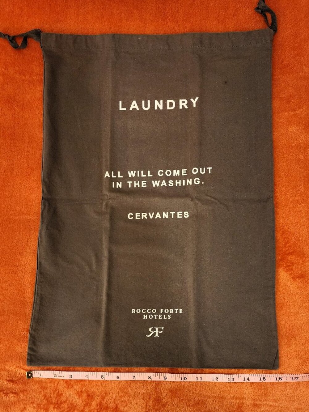 ROCCO FORTE HOTELS Vintage Cervantes Literary Quote Laundry Storage Bag